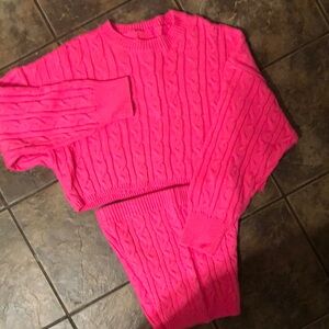 Women's Pink Cable Knit Sweater